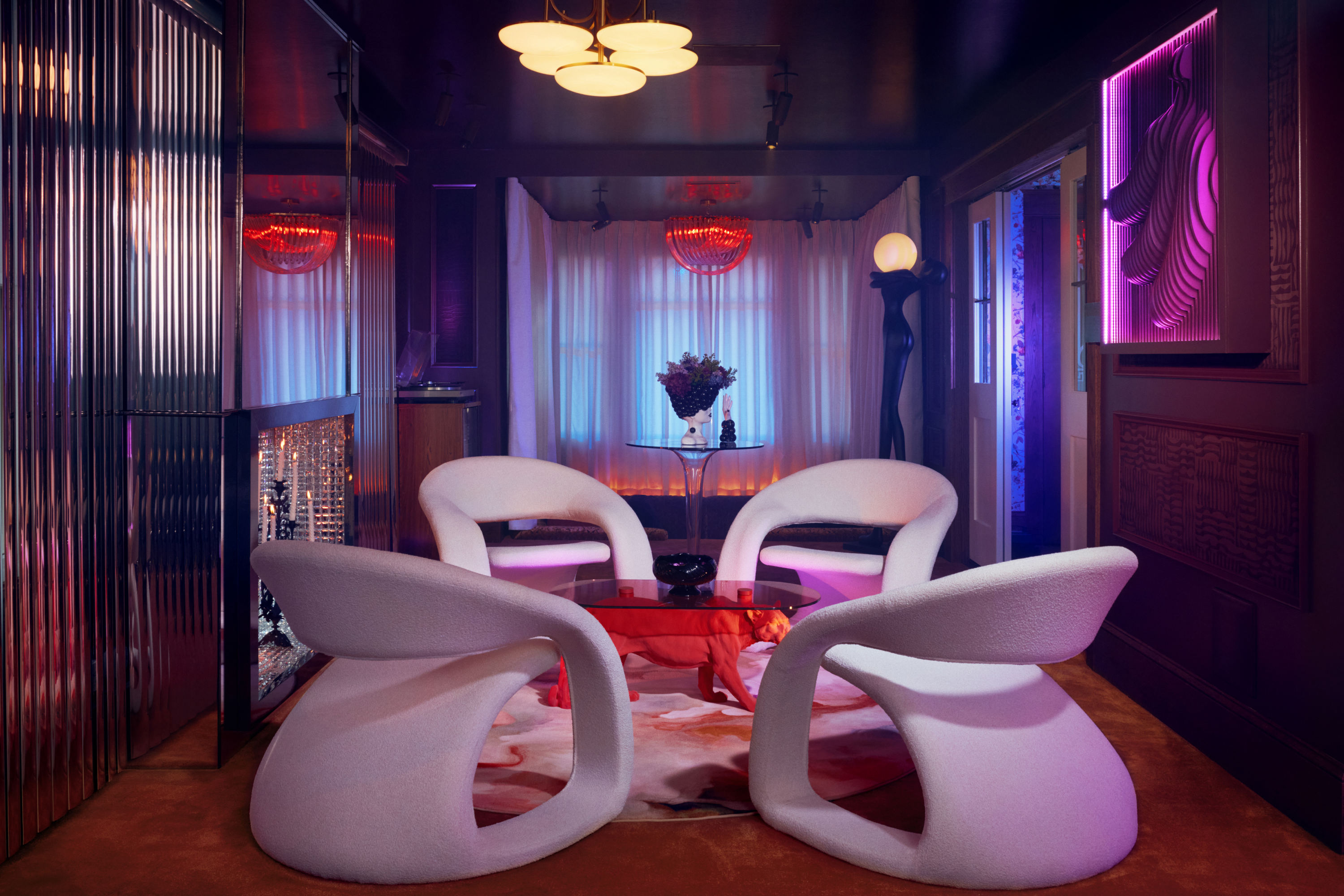 White chairs surrounding a table