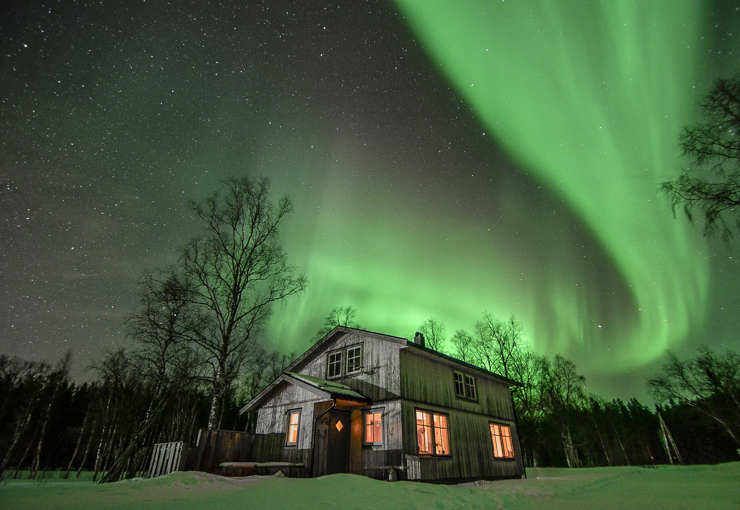 House with Northern Lights view