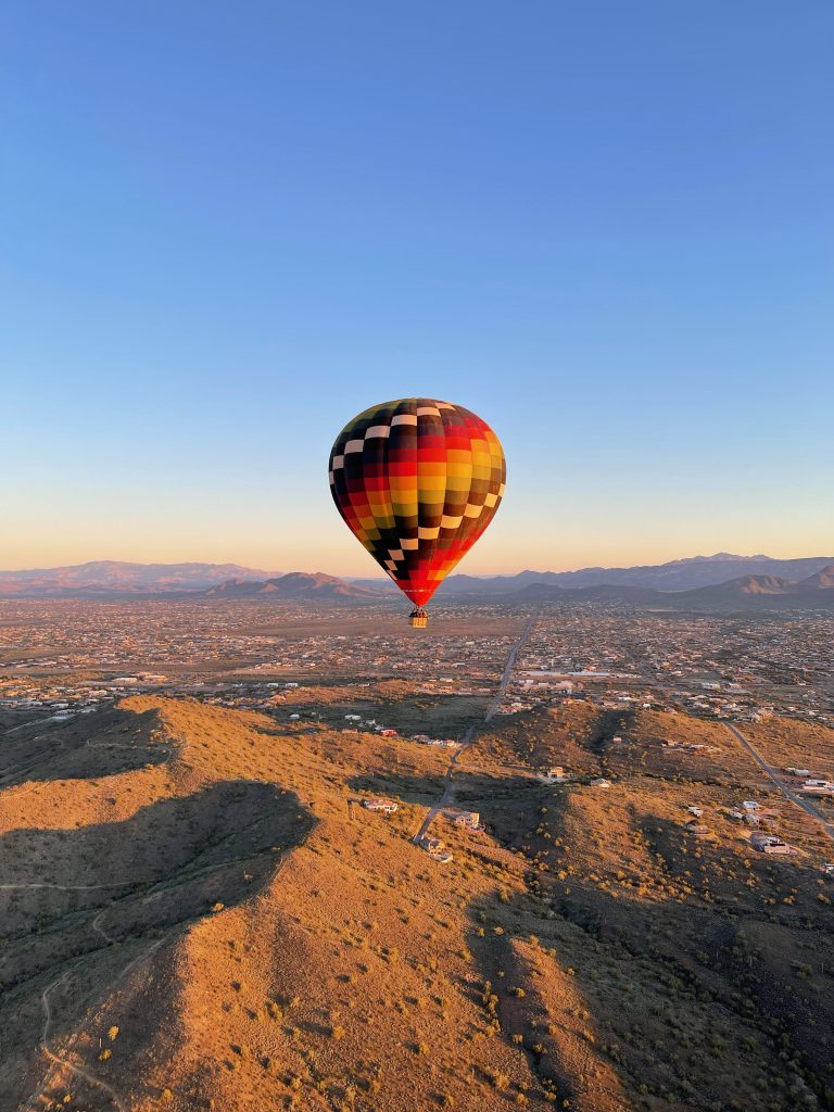 A hot air balloon in the sky