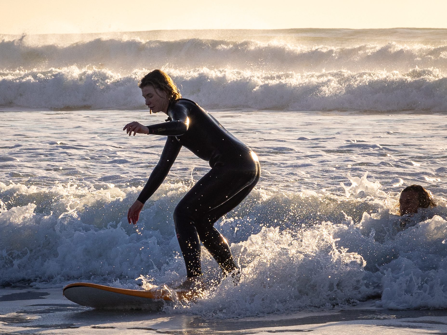 Surfer riding a wave